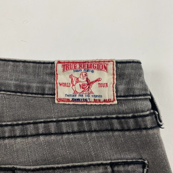 True Religion Johnny Big T Jeans Womens Size 30 x 34 Gray Black Stretch - Picture 7 of 16